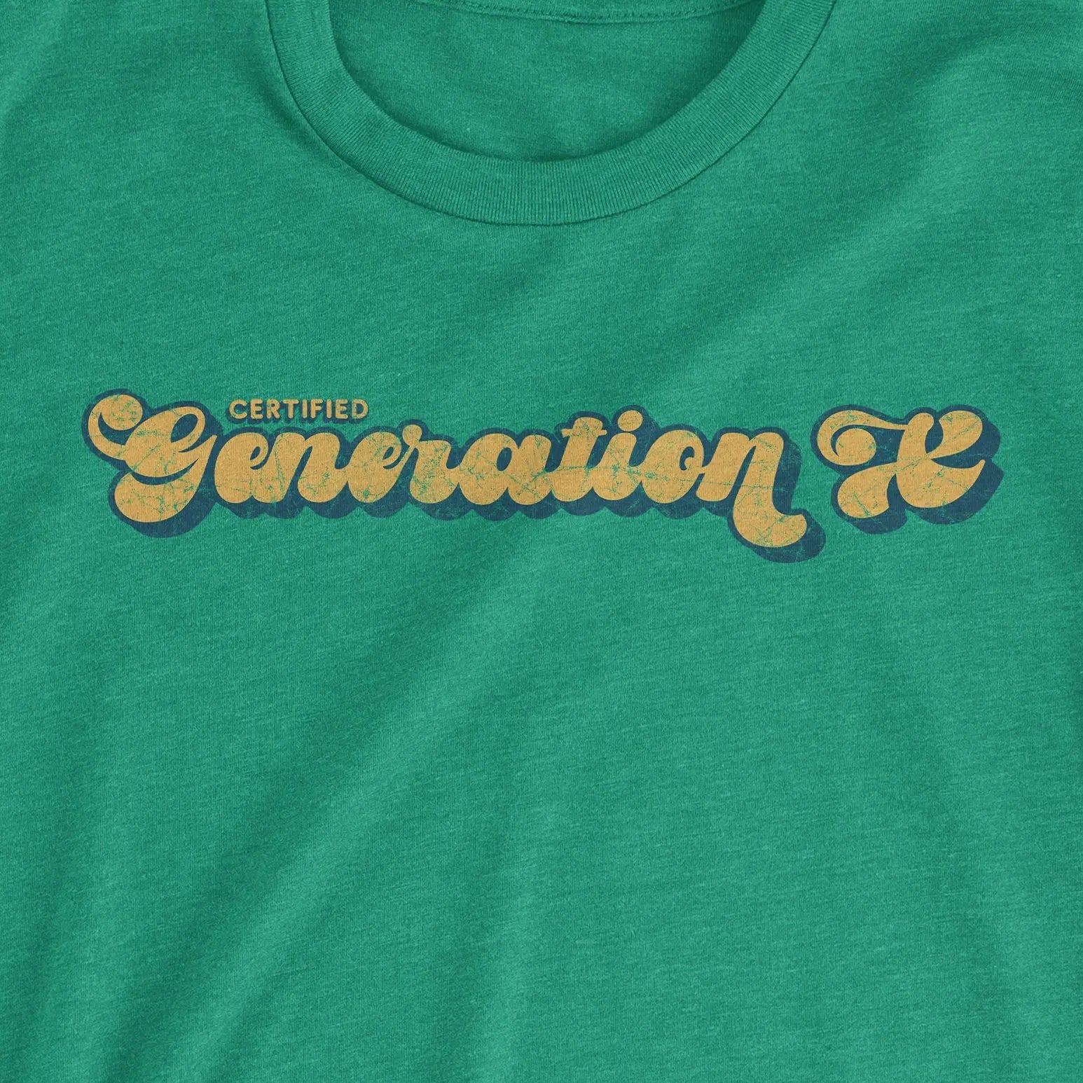 Certified Gen X Slim Tee T-Shirt in CVC Kelly Green by Bourbon & Branch. Retro shirt, queer fashion, 70s, 80s