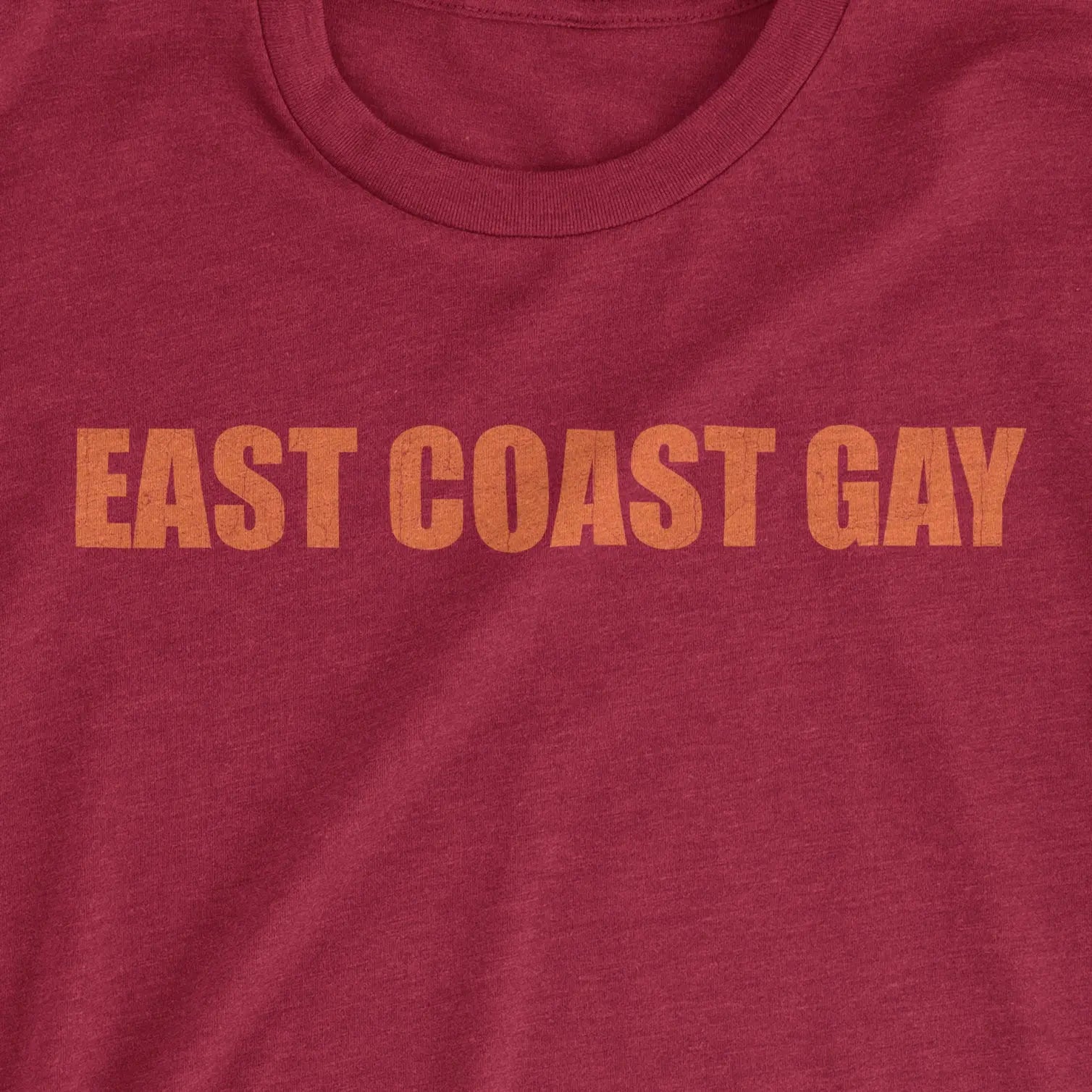 East Coast Gay Slim Tee T-Shirt in CVC Cardinal by Bourbon & Branch. Retro shirt, queer fashion, Casual LGBTQ Tops, Casual Wear Shirt